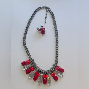 Multicolor Silver Necklace and earrings Set